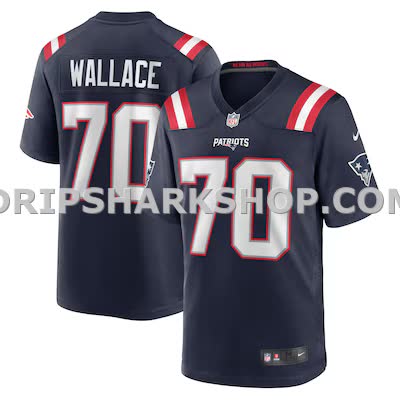 Mens Nike Caedan Wallace Navy New England Patriots Game Jersey