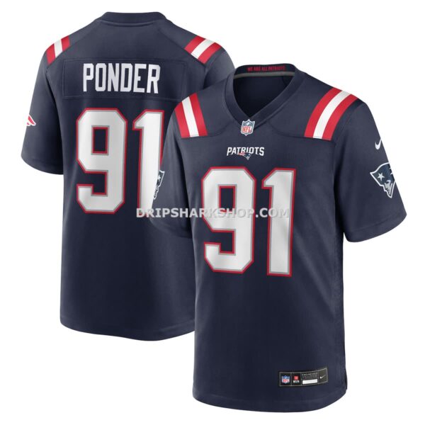 Mens Nike Elijah Ponder Navy New England Patriots Team Game Jersey