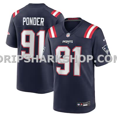 Mens Nike Elijah Ponder Navy New England Patriots Team Game Jersey