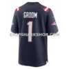 Mens Nike Number 1 Groom Navy New England Patriots Game Jersey