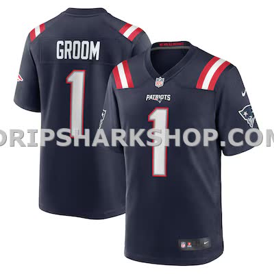 Mens Nike Number 1 Groom Navy New England Patriots Game Jersey