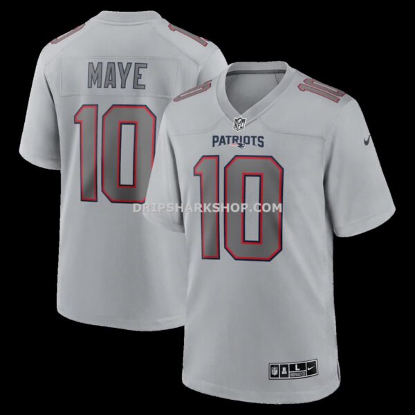 Mens Nike Drake Maye Gray New England Patriots Atmosphere Fashion Game Jersey