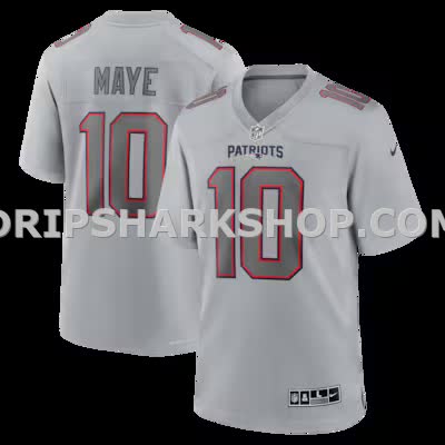 Mens Nike Drake Maye Gray New England Patriots Atmosphere Fashion Game Jersey