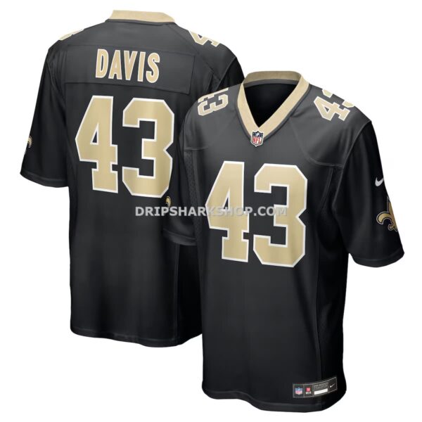 Mens Nike Michael Davis Black New Orleans Saints Team Game Jersey