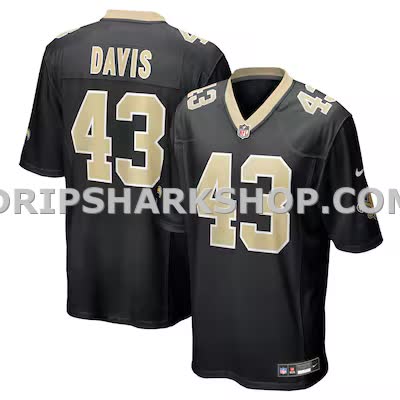 Mens Nike Michael Davis Black New Orleans Saints Team Game Jersey
