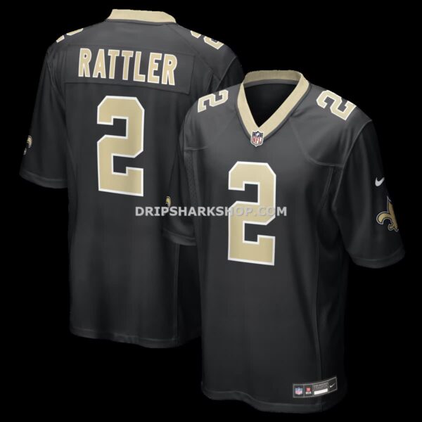 Mens Nike Spencer Rattler Black New Orleans Saints Team Game Jersey