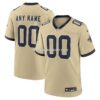 NFL23753bG04-5011c1 Mens Nike Gold New Orleans Saints Gameday Golds Alternate Custom Game Jersey