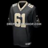 NFL237708G05-071947 Mens Nike Drew Desjarlais Black New Orleans Saints Game Player Jersey