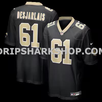 Mens Nike Drew Desjarlais Black New Orleans Saints Game Player Jersey