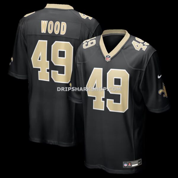 Mens Nike Zach Wood Black New Orleans Saints Game Jersey