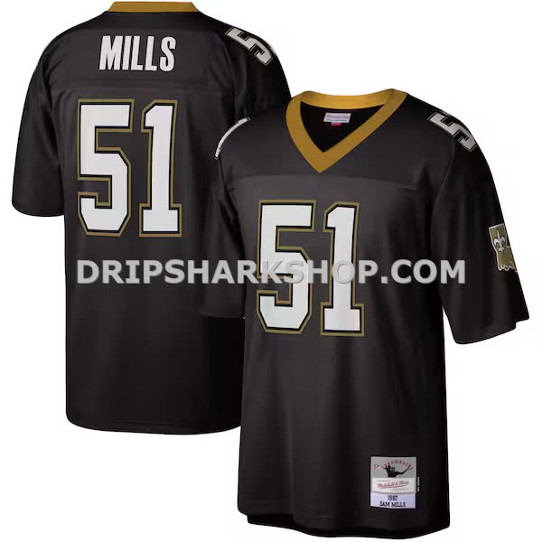 Mens Mitchell And Ness Sam Mills Black New Orleans Saints Legacy Replica Jersey Pi4019000