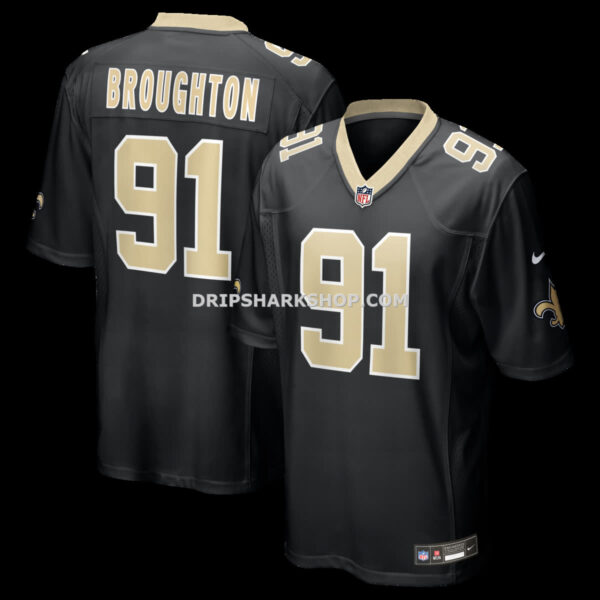 Mens Nike Vernon Broughton Black New Orleans Saints Team Game Jersey