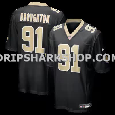 Mens Nike Vernon Broughton Black New Orleans Saints Team Game Jersey