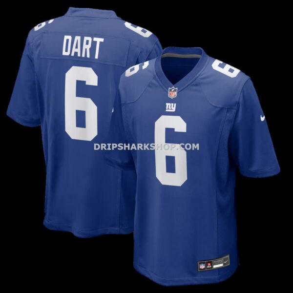NFL2496e3G04-600eaa Mens Nike Jaxson Dart Royal New York Giants Team Game Jersey