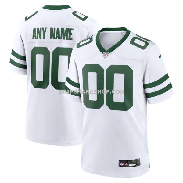 Mens Nike Legacy White New York Jets Custom Game Jersey