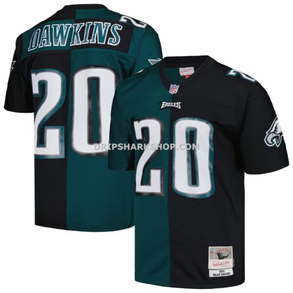 Mens Mitchell And Ness Brian Dawkins Midnight Green Black Philadelphia Eagles 2004 Split Legacy Replica Jersey