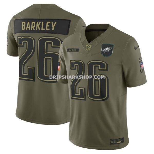 Mens Nike Saquon Barkley Olive Philadelphia Eagles 2025 Salute To Service Limited Jersey