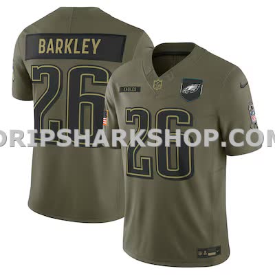 Mens Nike Saquon Barkley Olive Philadelphia Eagles 2025 Salute To Service Limited Jersey