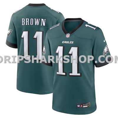 Mens Nike Aj Brown Midnight Green Philadelphia Eagles Team Game Jersey