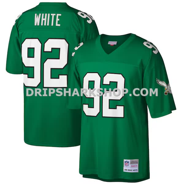 Mens Mitchell And Ness Reggie White Kelly Green Philadelphia Eagles Big And Tall 1990 Retired Player Replica Jersey Pi33