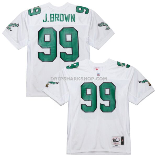 Mens Mitchell And Ness Jerome Brown White Philadelphia Eagles 1991 Authentic Throwback Retired Player Jersey