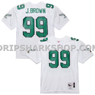 Mens Mitchell And Ness Jerome Brown White Philadelphia Eagles 1991 Authentic Throwback Retired Player Jersey