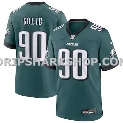 Mens Nike Mike Golic Midnight Green Philadelphia Eagles Team Retired Player Game Jersey