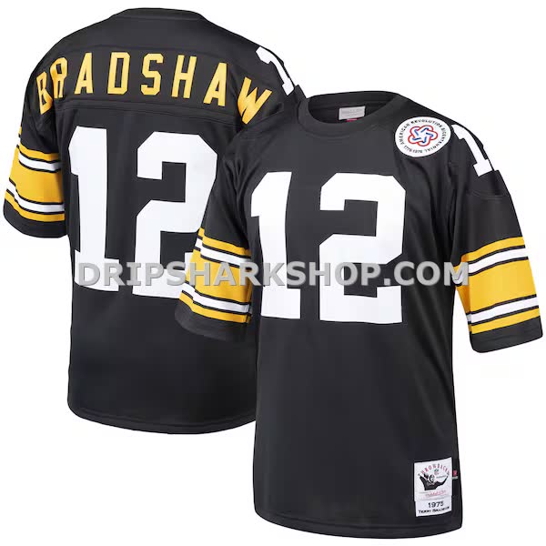 Mens Mitchell And Ness Terry Bradshaw Black Pittsburgh Steelers Authentic Throwback Retired Player Jersey Pi4023000