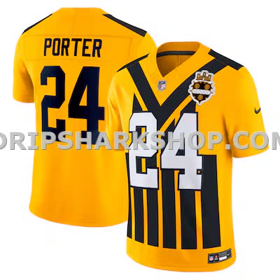 Mens Nike Joey Porter Jr Gold Pittsburgh Steelers Alternate 1933 Throwback Vapor Fuse Limited Jersey