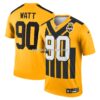 Mens Nike Tj Watt Gold Pittsburgh Steelers Alternate 1933 Throwback Legend Player Performance Top