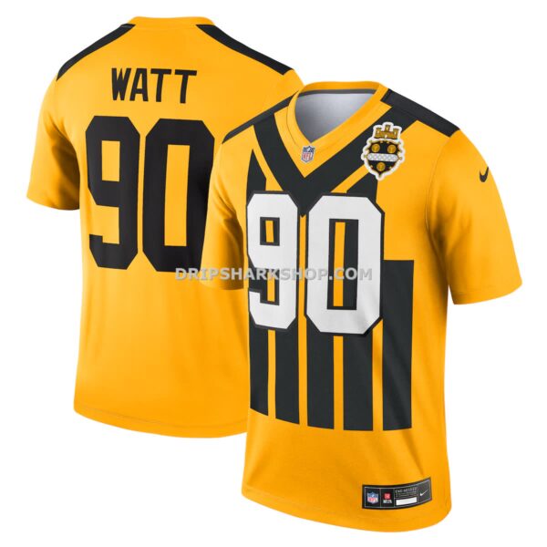Mens Nike Tj Watt Gold Pittsburgh Steelers Alternate 1933 Throwback Legend Player Performance Top
