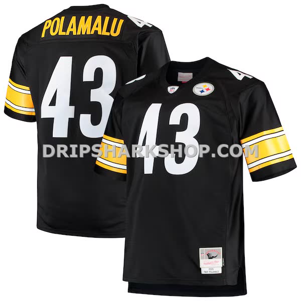 Mens Mitchell And Ness Troy Polamalu Black Pittsburgh Steelers Big And Tall 2005 Retired Player Replica Jersey Pi4025000