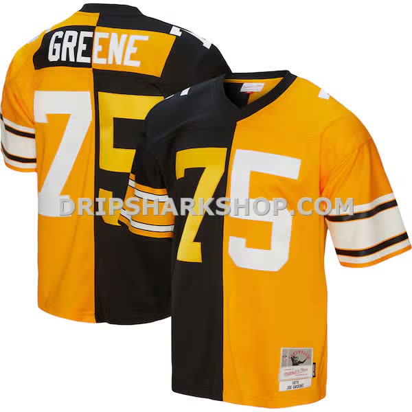 Mens Mitchell And Ness Joe Greene Black Gold Pittsburgh Steelers 1976 Split Legacy Replica Jersey Pi5003000
