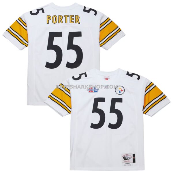 Mens Mitchell And Ness Joey Porter White Pittsburgh Steelers 2005 Authentic Throwback Retired Player Jersey