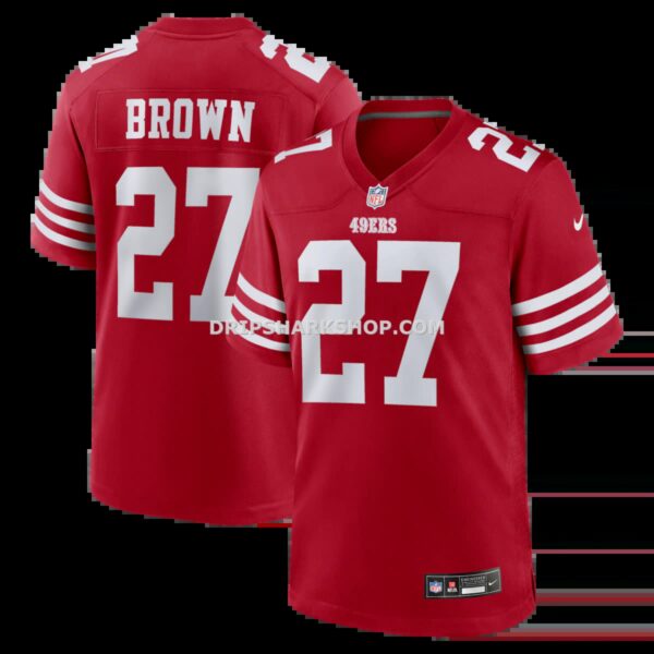 Mens Nike Jiayir Brown Scarlet San Francisco 49ers Team Game Jersey