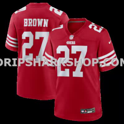 Mens Nike Jiayir Brown Scarlet San Francisco 49ers Team Game Jersey