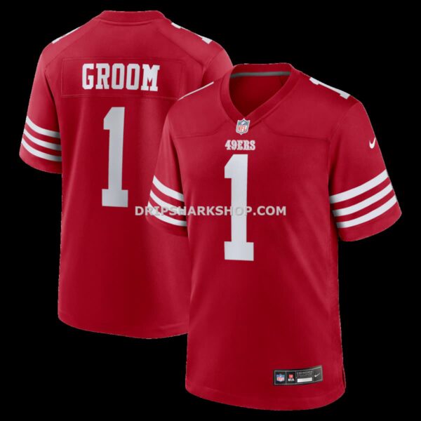 Mens Nike Number 1 Groom Scarlet San Francisco 49ers Game Jersey