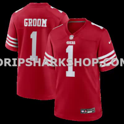 Mens Nike Number 1 Groom Scarlet San Francisco 49ers Game Jersey