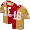 NFL285f64M01-4450d7 Mens Mitchell And Ness Joe Montana Scarlet Gold San Francisco 49ers 1990 Split Legacy Replica Jersey Pi5003000
