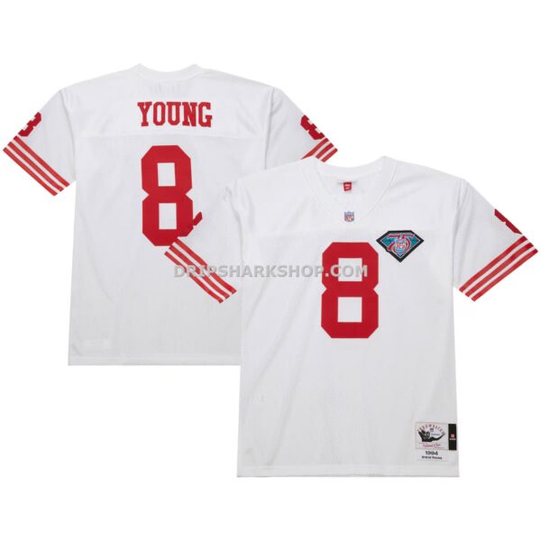 Mens Mitchell And Ness Steve Young White San Francisco 49ers 1994 Authentic Throwback Retired Player Jersey