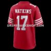 Mens Nike Jordan Watkins Scarlet San Francisco 49ers Team Game Jersey