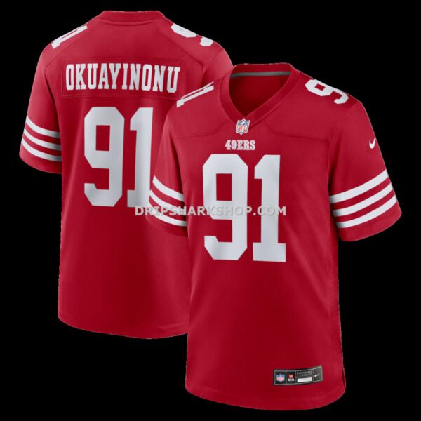 Mens Nike Sam Okuayinonu Scarlet San Francisco 49ers Team Game Jersey