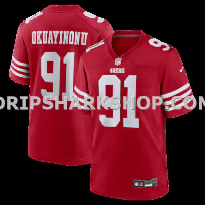 Mens Nike Sam Okuayinonu Scarlet San Francisco 49ers Team Game Jersey
