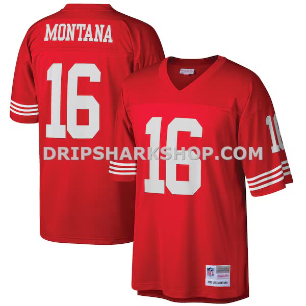 Mens Mitchell And Ness Joe Montana Scarlet San Francisco 49ers Big And Tall 1990 Retired Player Replica Jersey Pi3300000