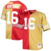 Mens Mitchell And Ness Joe Montana Scarlet Gold San Francisco 49ers Big And Tall Split Legacy Retired Player Replica Jer