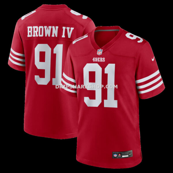 Mens Nike Earnest Brown Iv Scarlet San Francisco 49ers Team Game Jersey
