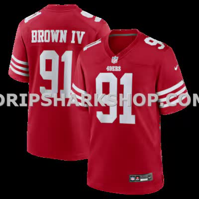 Mens Nike Earnest Brown Iv Scarlet San Francisco 49ers Team Game Jersey