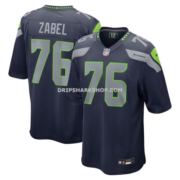 Mens Nike Grey Zabel Navy Seattle Seahawks Team Game Jersey