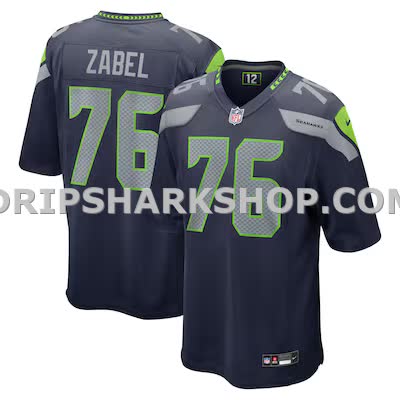 Mens Nike Grey Zabel Navy Seattle Seahawks Team Game Jersey