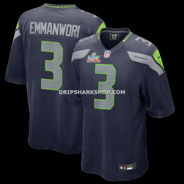 Mens Nike Nick Emmanwori College Navy Seattle Seahawks Super Bowl Lx Patch Game Jersey